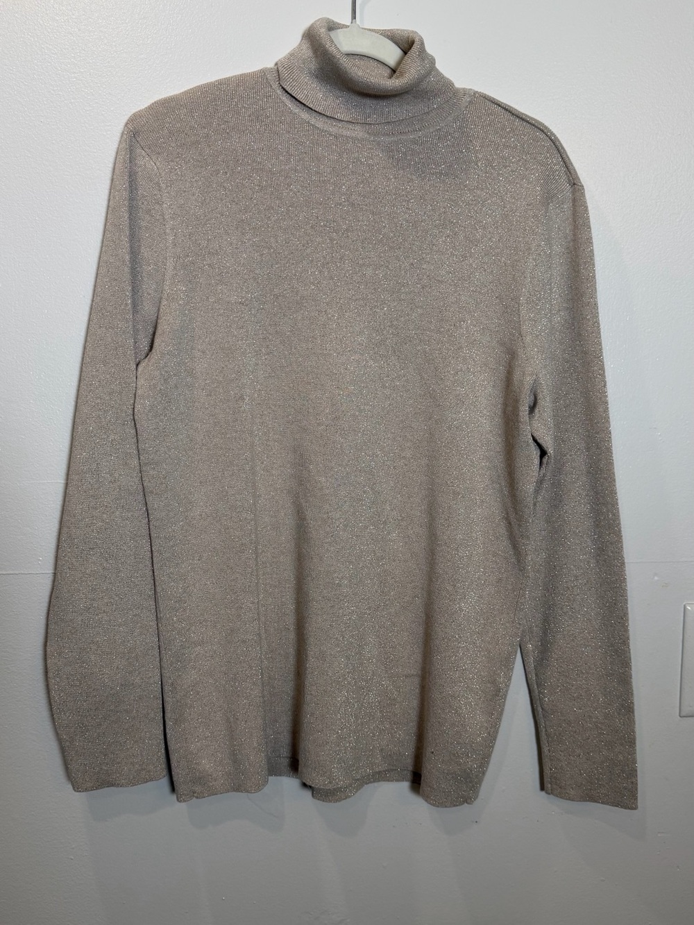 Chico's Metallic Taupe Turtleneck Sweater